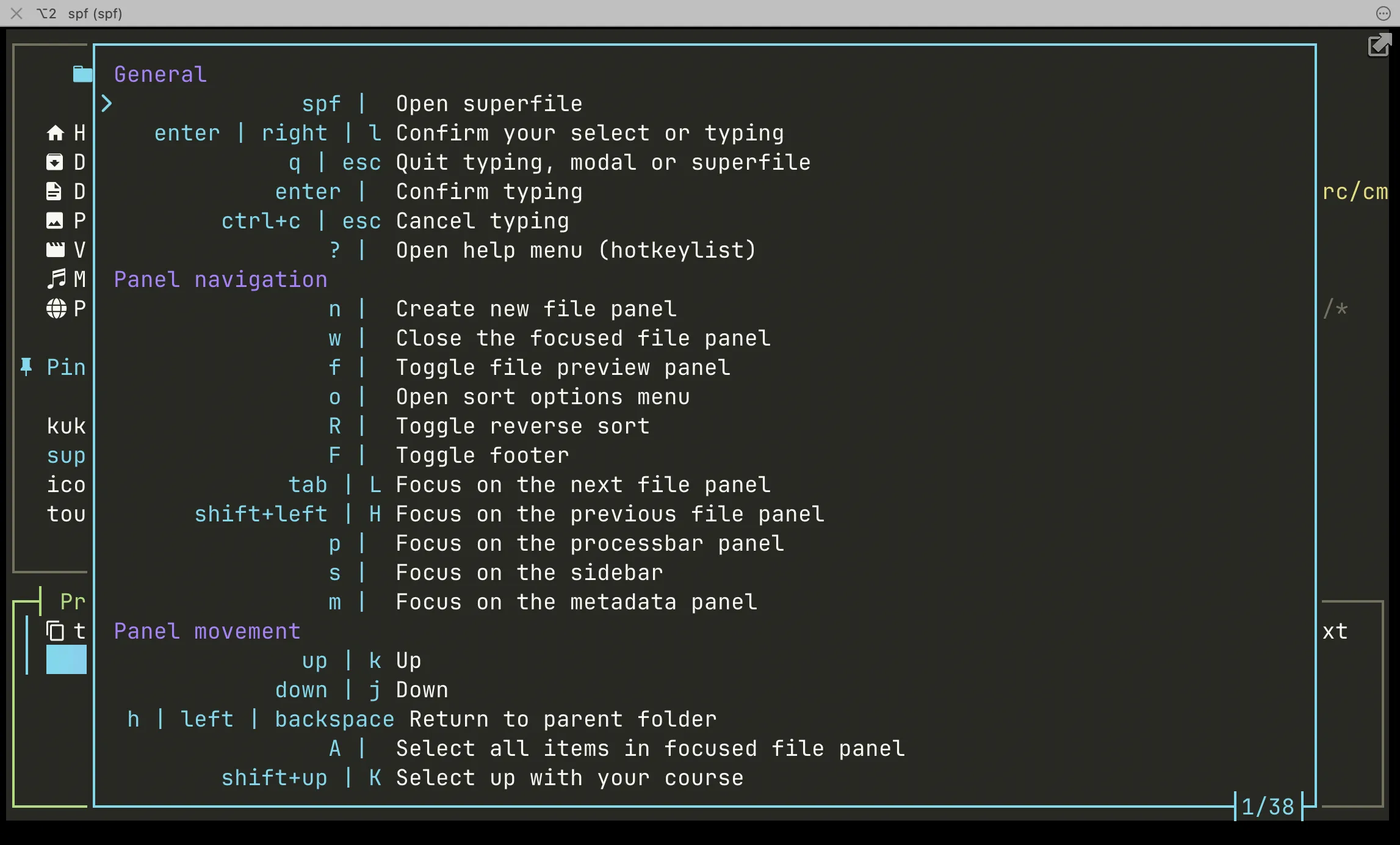 Help menu